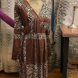 Dress pleated leopard print